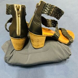 Sundance Black Braided Leather Heels